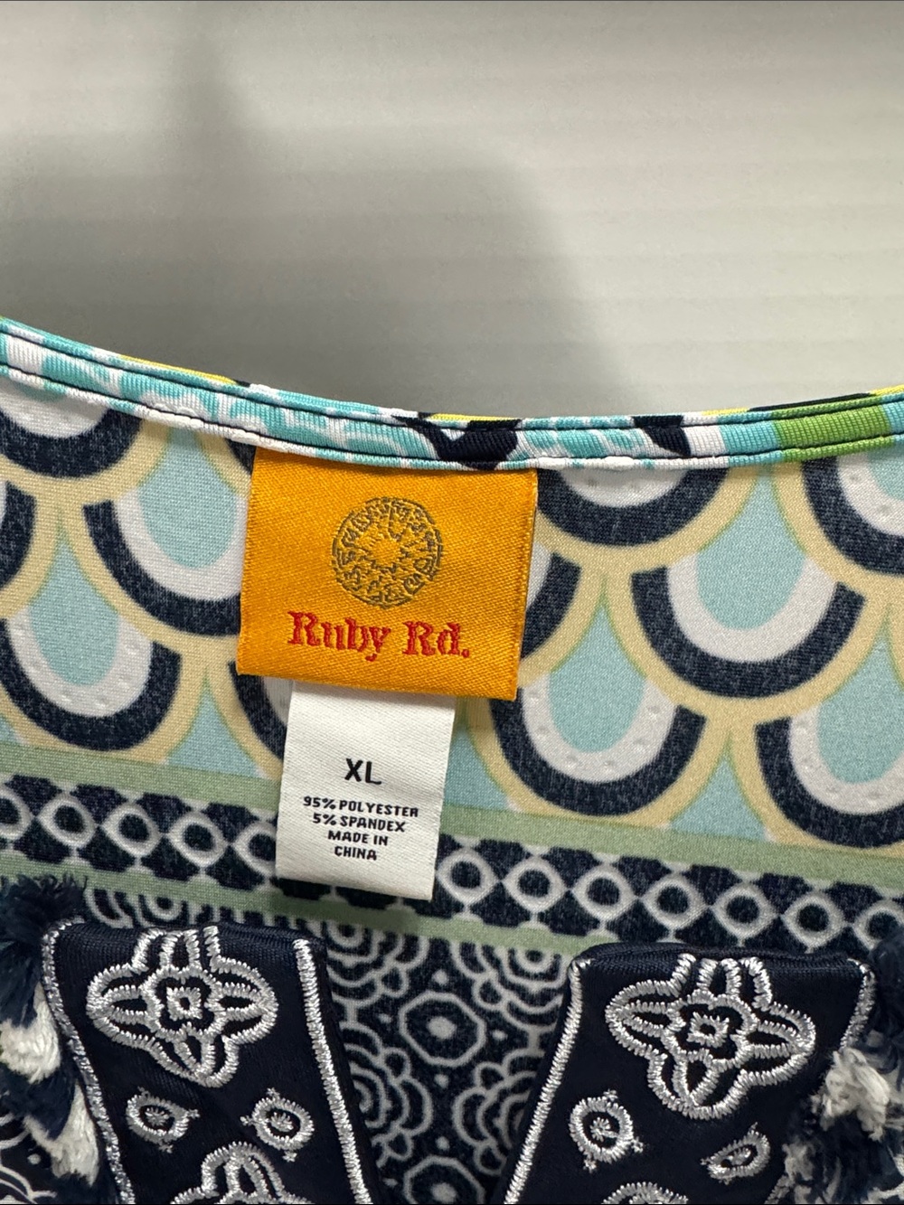 Ruby Rd. Navy, Teal & Yellow Patterned Tunic - Picture 2 of 5